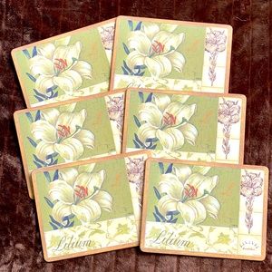 Pimpernel Set of 6 Lily-Themed Placemats Cork Back